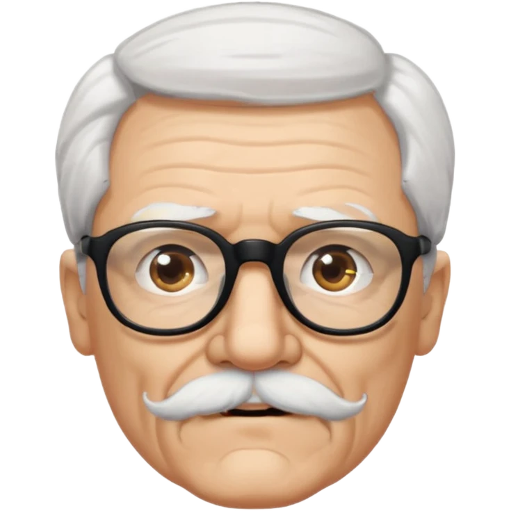 An elderly man with white hair and mustache, wearing black glasses emoji