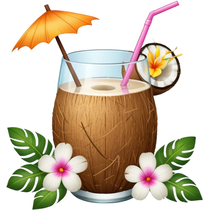 Coconut drink with flowers emoji