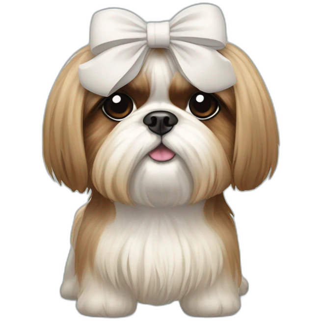 Dog Shih Tzu with a bow on head full-body emoji