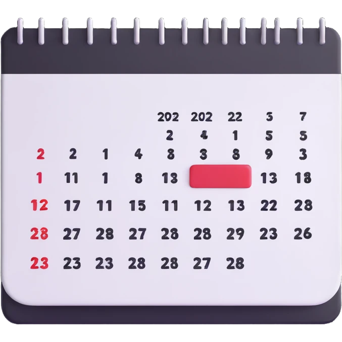 white calendar showing year 2025 emoji