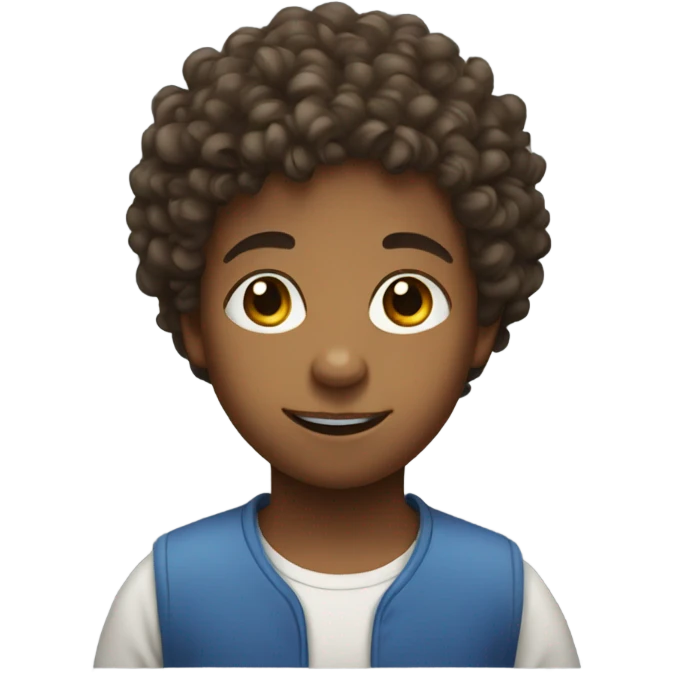 Kid with curly hair playing  emoji
