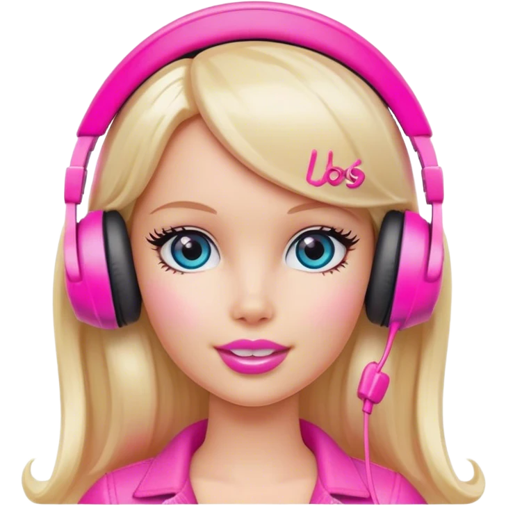 Podcast host Barbie with hot pink headset  emoji