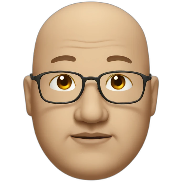 fat bald man glasses nose emoji