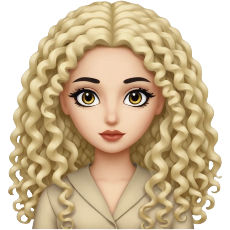 Pale Saudi pretty bratz baddie, black eyeliner, curly long hair emoji