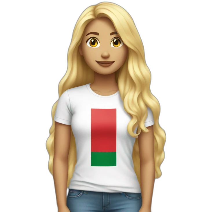 Blonde long hair woman with a mexican flag tshirt emoji