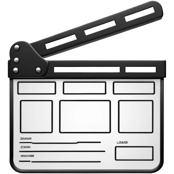 outline only movie clapper, black wireframe style, absolute minimal details, no fill emoji