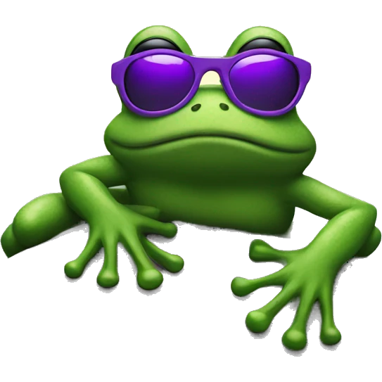frog wit purple sunglasses on top of a mountain emoji