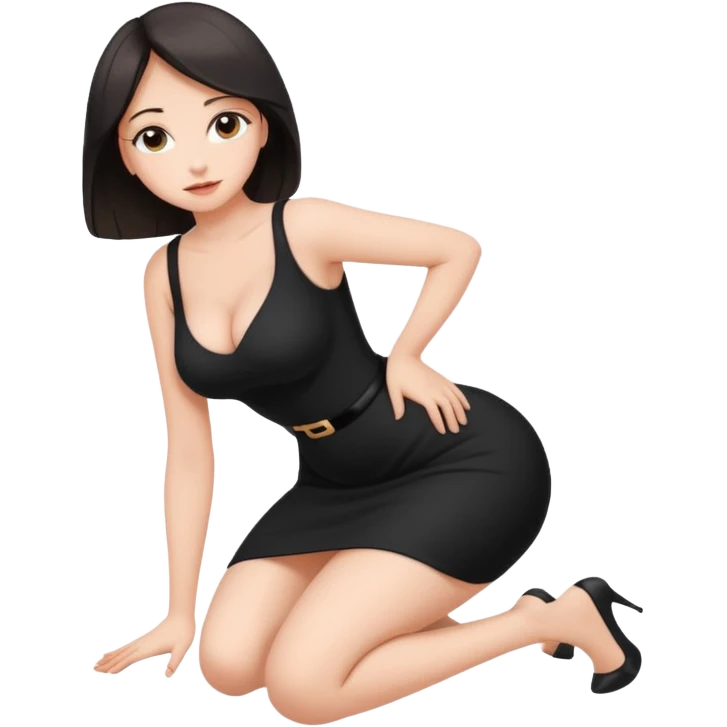 A full-length naked girl with big tits and a beautiful waist stands on all fours emoji