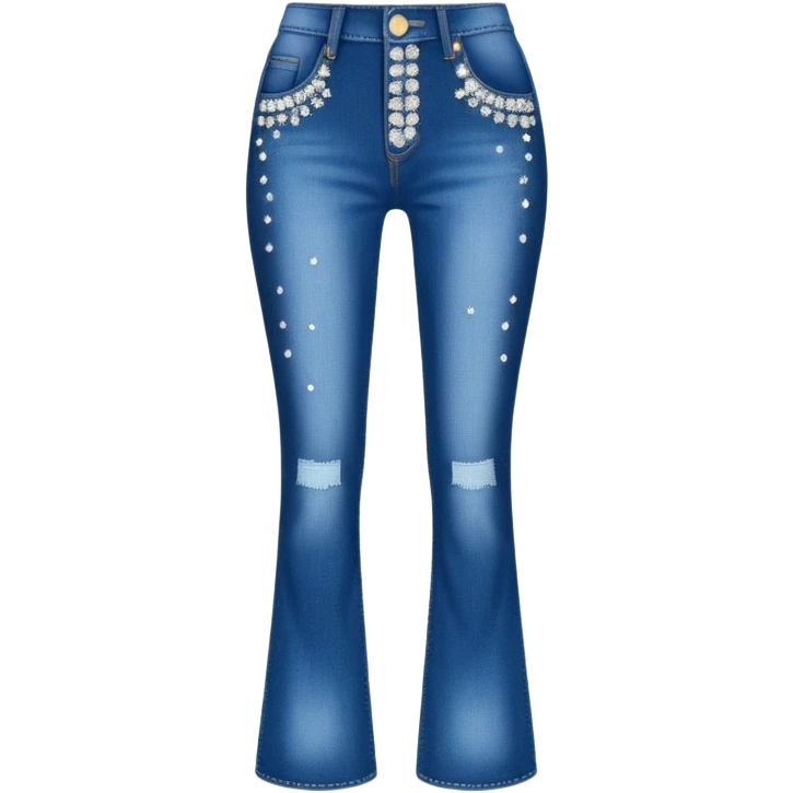Rhinestone glittery flared jeans emoji