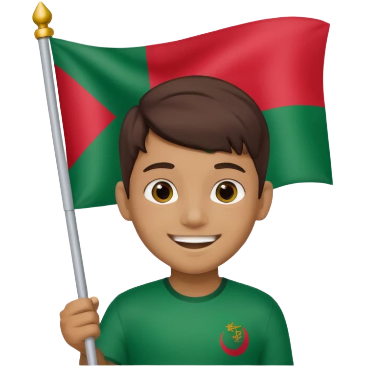 A boy is standing with the flag of Bangladesh 🇧🇩 emoji