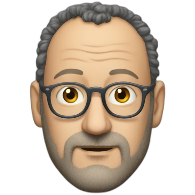 Jean reno avec des cheveux longs frisés et sans lunette emoji