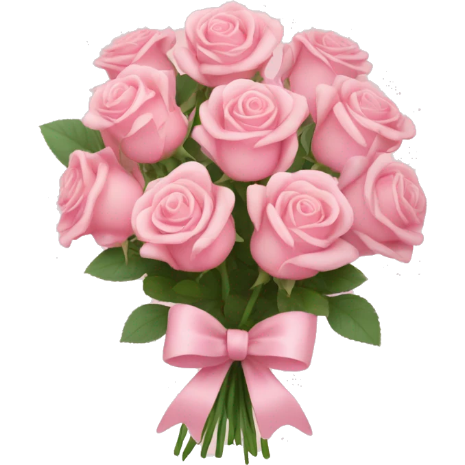 Bouquet of roses in light pink with bow emoji