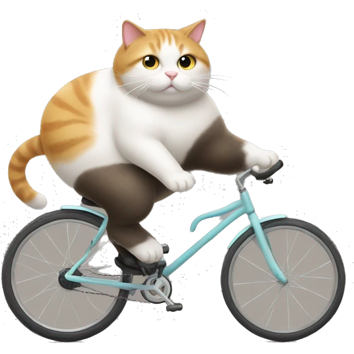 Very fat cat riding a tiny bicycle  emoji