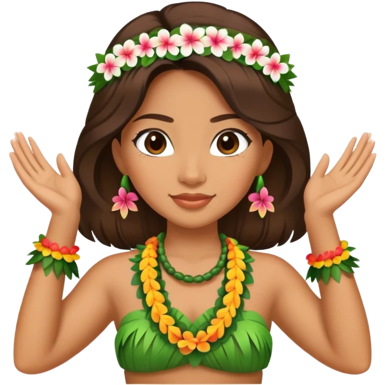 Beautiful Hawaiian woman wearing hula outfit emoji