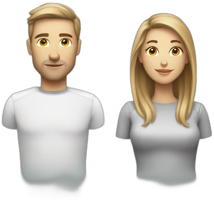 futuristic caucasian man and woman emoji