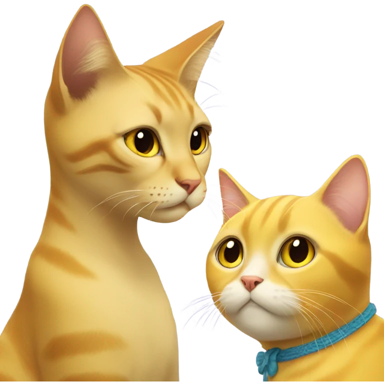 Yellow Cat with round face looking at pretty girl  emoji