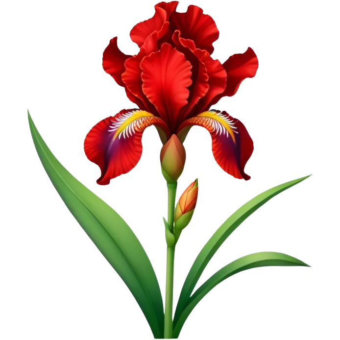 single Bright Red Iris, straight stem emoji
