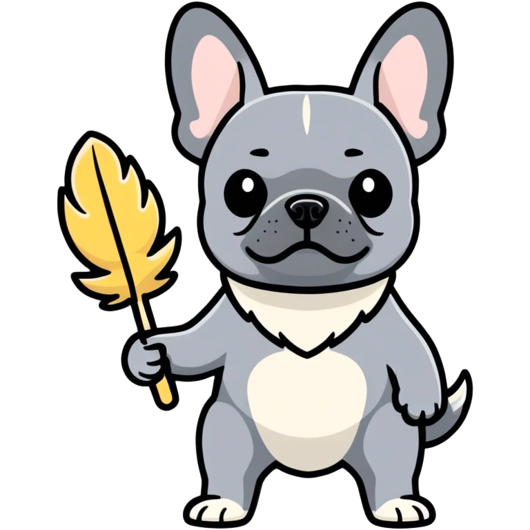 Dark grey French bulldog dusting  emoji