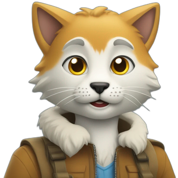 Un chat sur un loup emoji