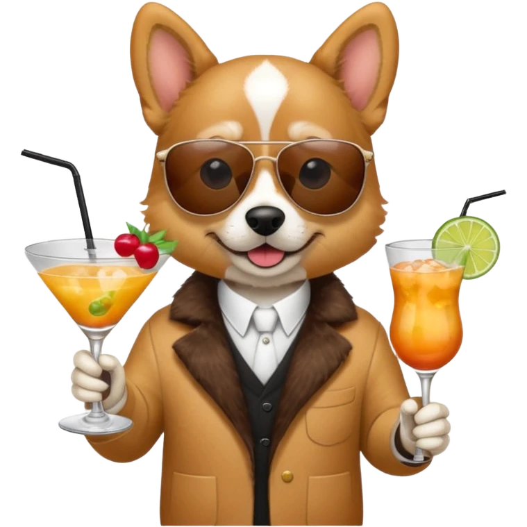 Dog with sunglasses and cocktail emoji