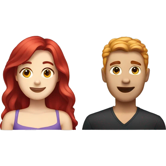 a gay man with short black hair and a white woman with long red hair emoji