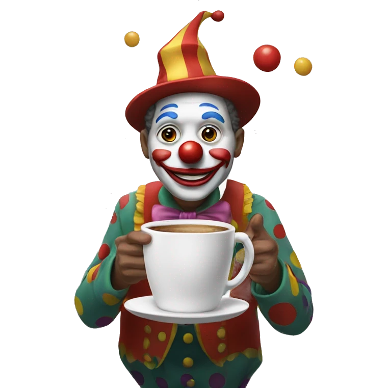Clown with coffecup in his Hand  emoji