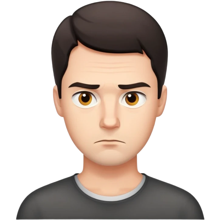 German man with short dark hair, serious expression emoji