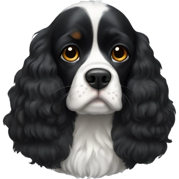 Small completely black king spaniel with black fur on his whole face and white fur on chest emoji