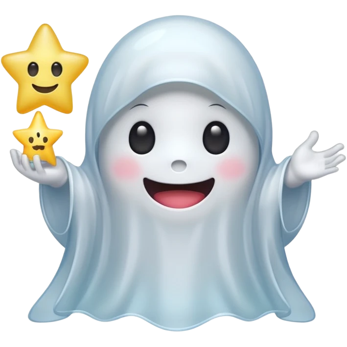 ghost kawai star white emoji