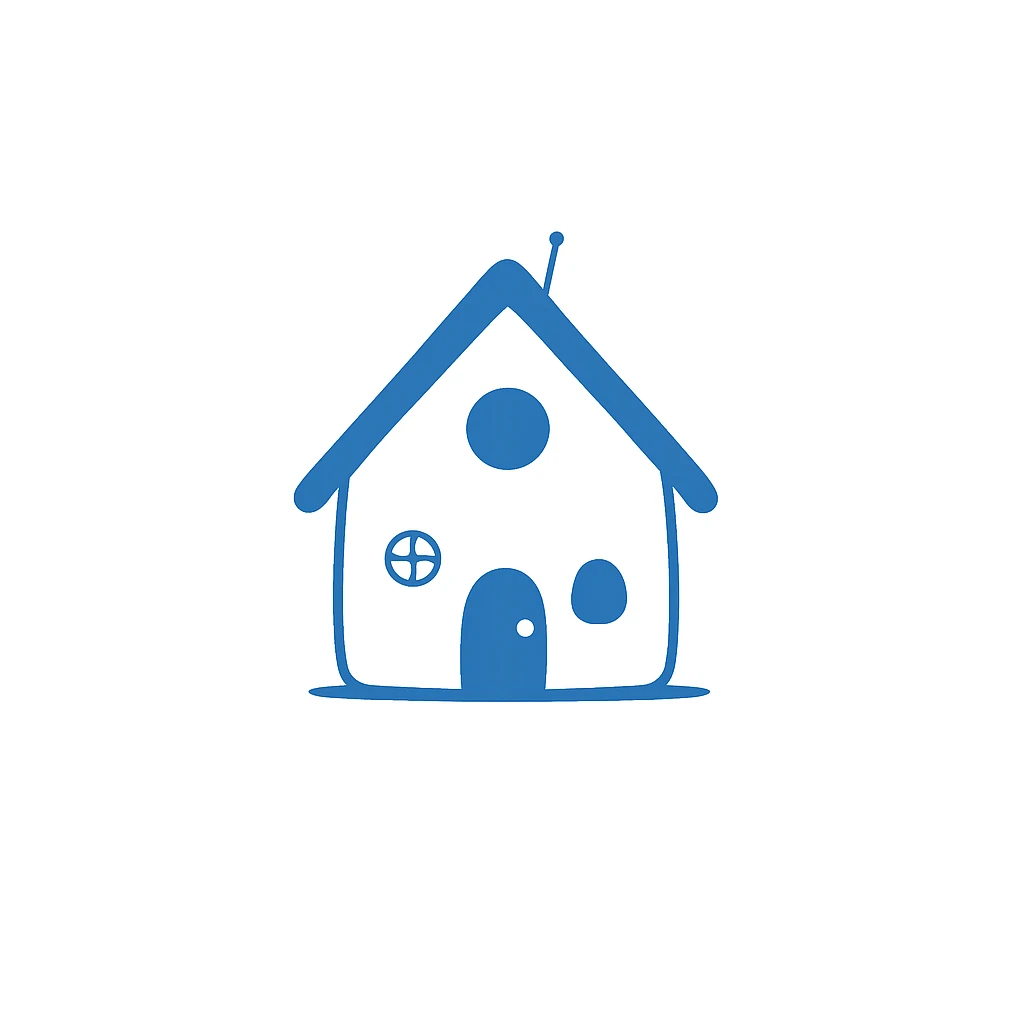 minimal house, doodle, blue emoji