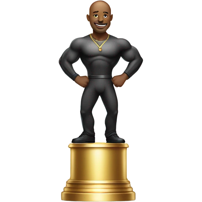 Bald black man on trophy  emoji