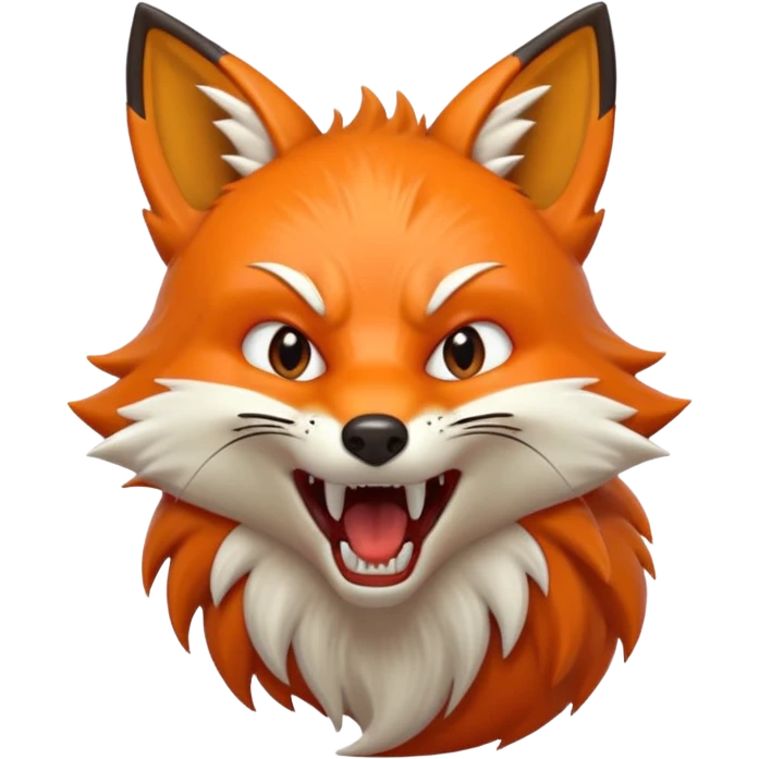 Angry Fox mouth open, scary teeth, side view emoji