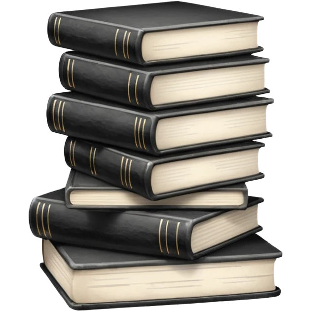 5 black and white books emoji