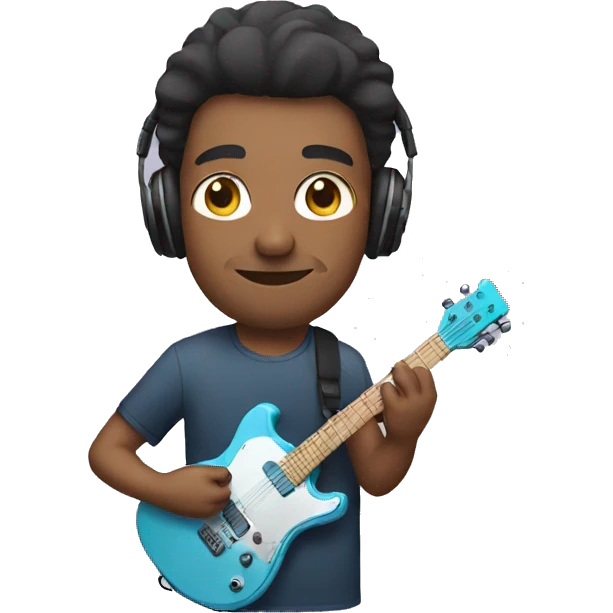 A man with headphones and a guitar emoji
