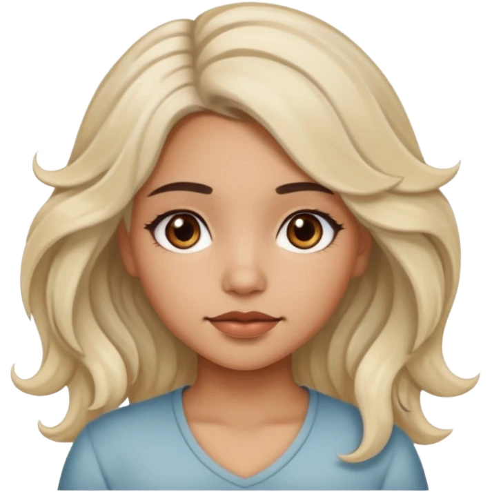 latina girl with bleached wavy hair and brown hair emoji