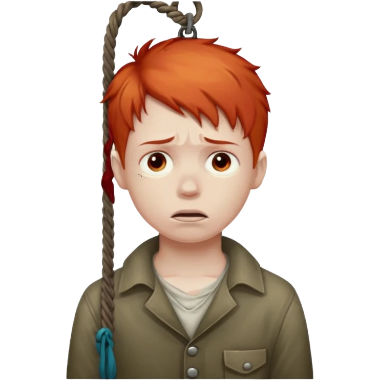 red headed boy hanging by his neck from a noose emoji
