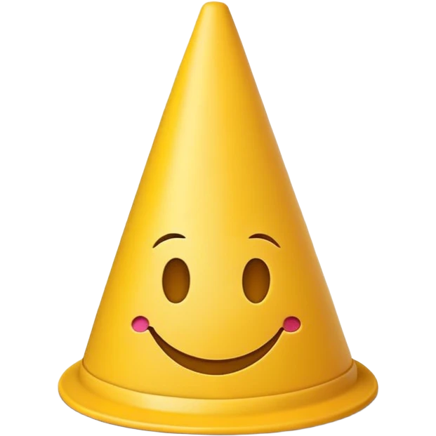 Smiley emoji with cone on head as hat emoji