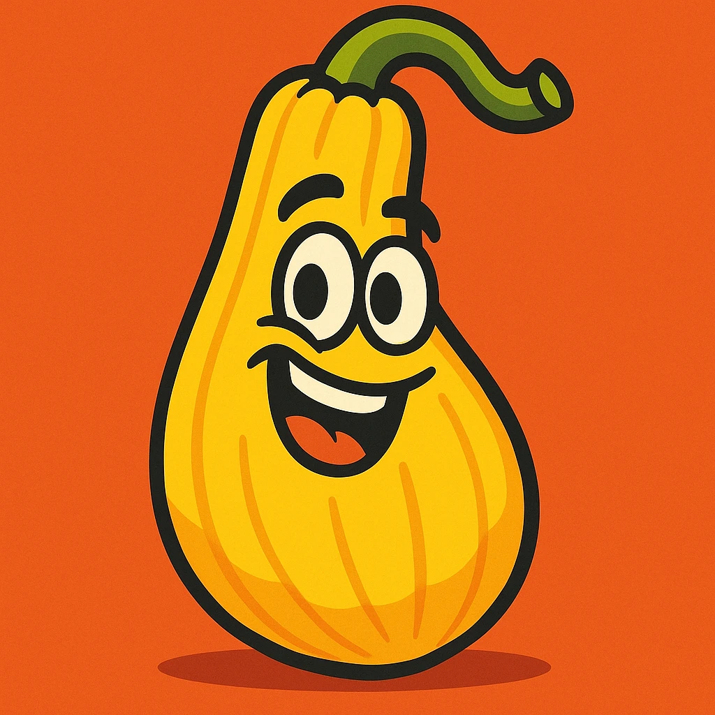 cartoon style summer squash with playful expression emoji