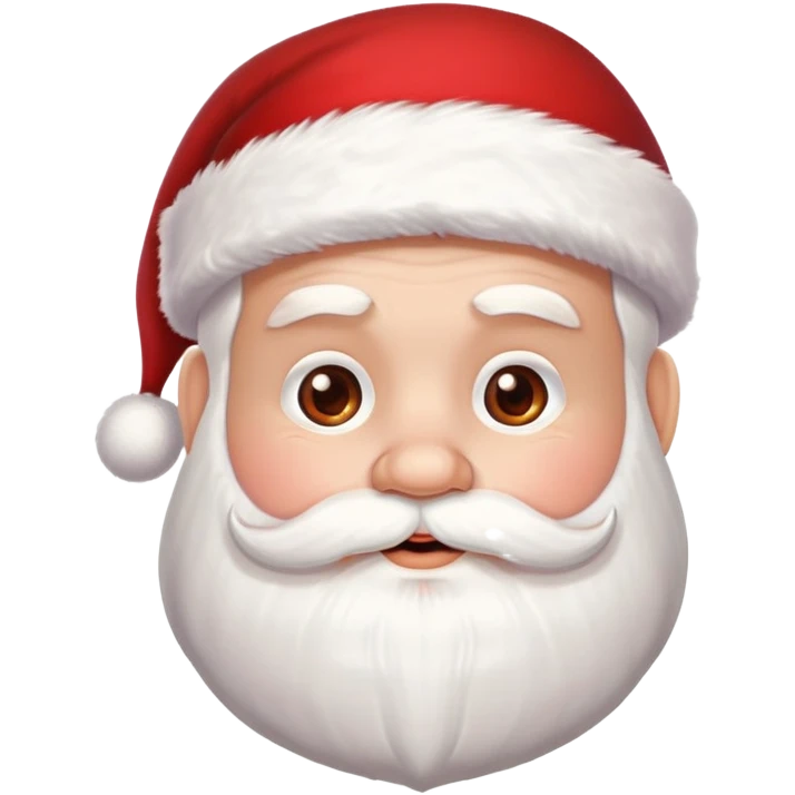 Santa Claus head with rosy cheeks, white beard, and red hat with white trim emoji