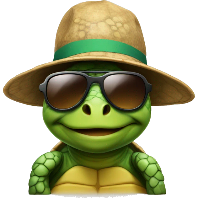 Turtle wearing a hat and sunglasses  emoji