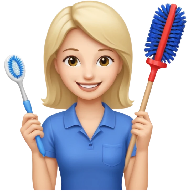 woman holding toilet brush emoji