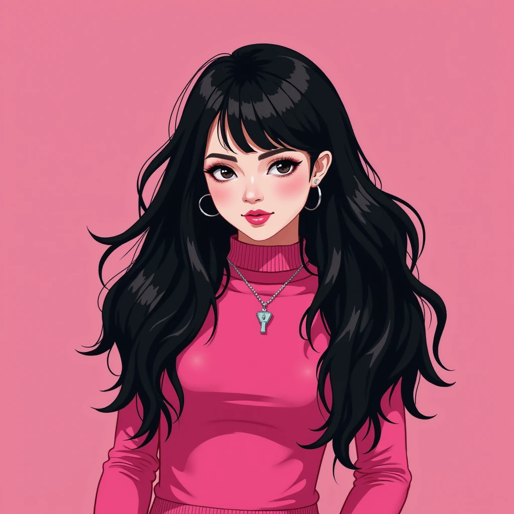 Blackpink inspired icon, photorealistic style, pink and black colors, modern pop look emoji