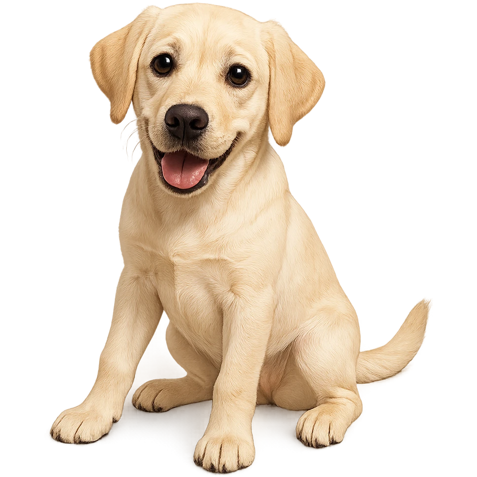 labrador girl, cute pose, friendly expression, light fur, big eyes emoji
