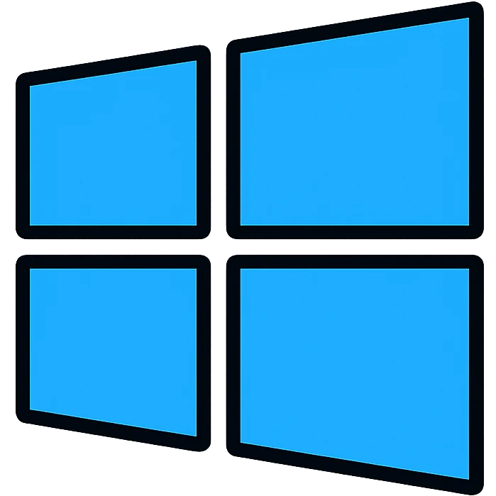 Windows 10 logo, four blue window panes, simple, modern, flat icon style emoji