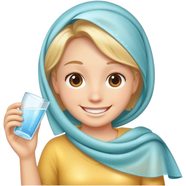 smiling face behind a sparkling clean glass, holding a cloth emoji