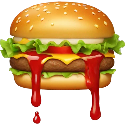 burger with dripping ketchup emoji