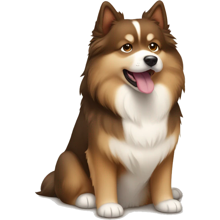 Finnish Lapphund Brown and light brown sitting up emoji