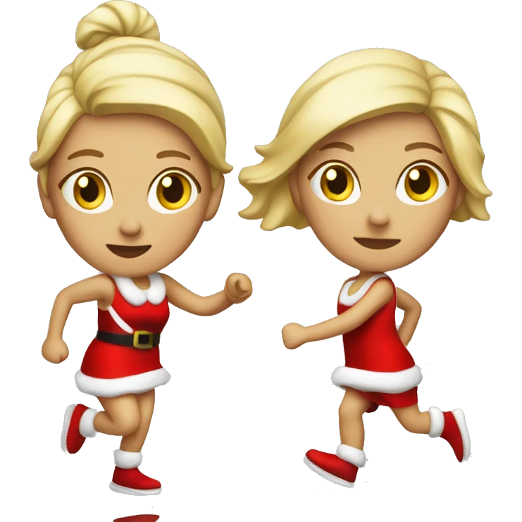 woman blonde running santa suit emoji