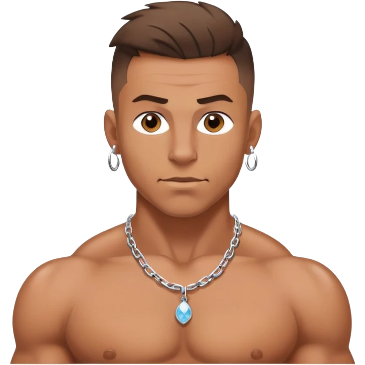 man with visible nipple rings, muscular shirtless guy with nipple piercings emoji