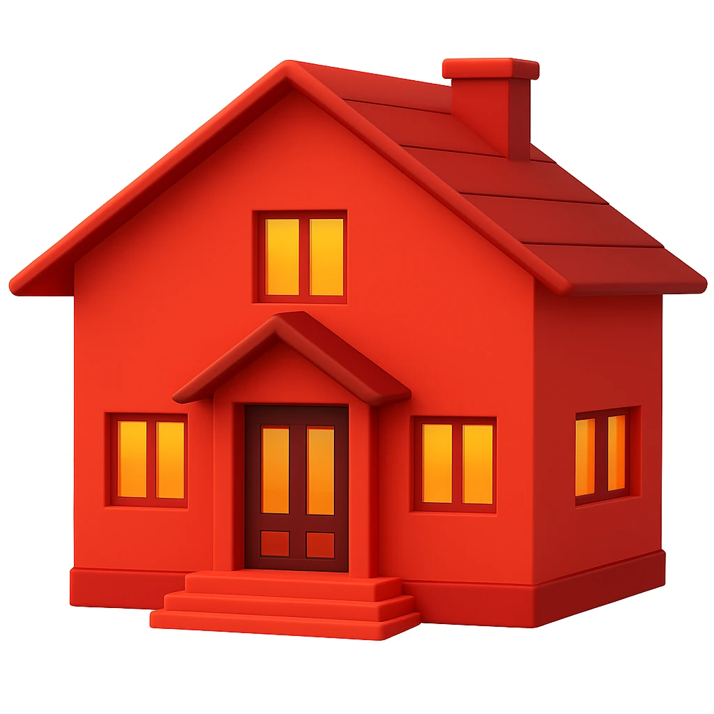 minimal house, emoji, red emoji